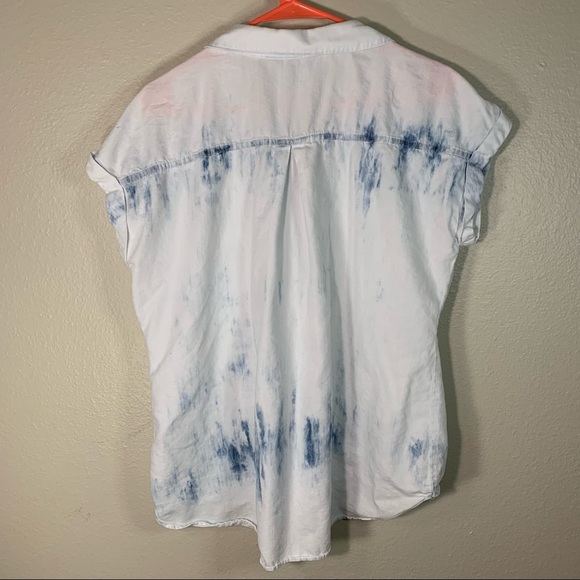 ⛄️Rock And Republic Studded Blue & White Tie-Dye Loose Buttoned Shirt Size Large - Picture 7 of 16